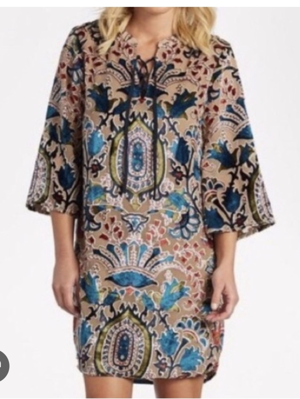 Feathers by Tolani Paisley-Trim Tunic   Size L